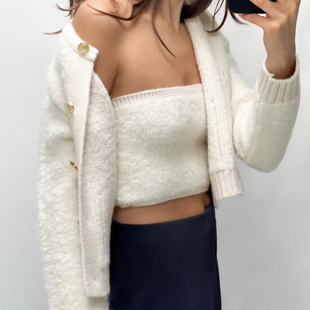 Zara bloucé knit bandeau top